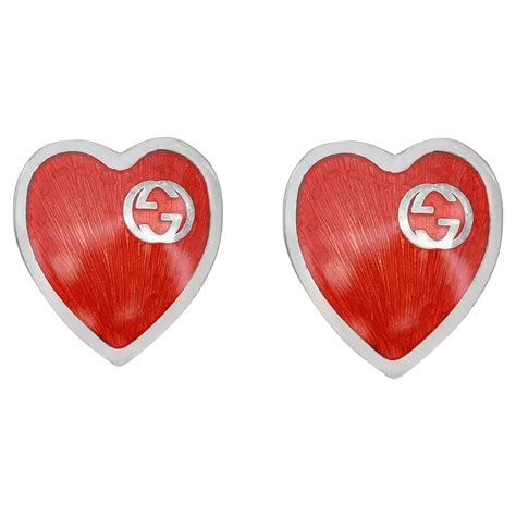 gucci heart earrings sale|gucci enamel heart stud earrings.